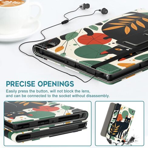 COOWPS Case for Amazon Kindle Fire HD 8 Tablet 8"(12th/10th Generation, 2022/2020 Release) & HD 8 Plus Tablet - Slim Folding Stand Cover with Auto Wake/Sleep and Hand Strap, Black Cat in Saudi Arabia