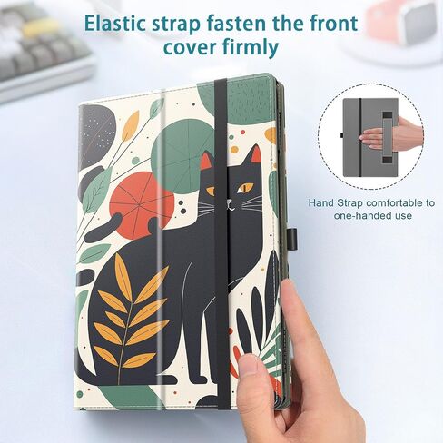 COOWPS Case for Amazon Kindle Fire HD 8 Tablet 8"(12th/10th Generation, 2022/2020 Release) & HD 8 Plus Tablet - Slim Folding Stand Cover with Auto Wake/Sleep and Hand Strap, Black Cat in Saudi Arabia