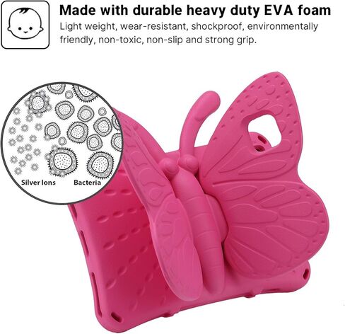 FW متوافق مع حافظة سامسونج تاب A9 بلس 11 على شكل فراشة مع مسند خفيف من أسيتات إيثيلين-فاينيل (EVA) لحماية كاملة من السقوط ومضادة للصدمات ومضادة للأطفال كهدية للأطفال (وردي) in Kuwait