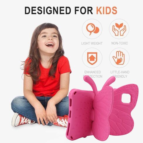 FW متوافق مع حافظة سامسونج تاب A9 بلس 11 على شكل فراشة مع مسند خفيف من أسيتات إيثيلين-فاينيل (EVA) لحماية كاملة من السقوط ومضادة للصدمات ومضادة للأطفال كهدية للأطفال (وردي) in Kuwait