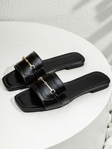 GORGLITTER Women's Faux Pearl Decor Cut Out Flat Sandals Summer Casual Slide Sandals in Saudi Arabia