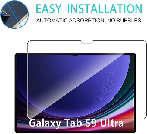 عبوتان من الزجاج المقسى لهاتف Samsung Galaxy Tab S9 Ultra، صلابة 9H، مقاومة فائقة، مضادة لبصمات الأصابع، لا فقاعات، HD-Clear، فيلم لوحي بتغطية كاملة لجهاز Samsung Tab S9 Ultra in Kuwait
