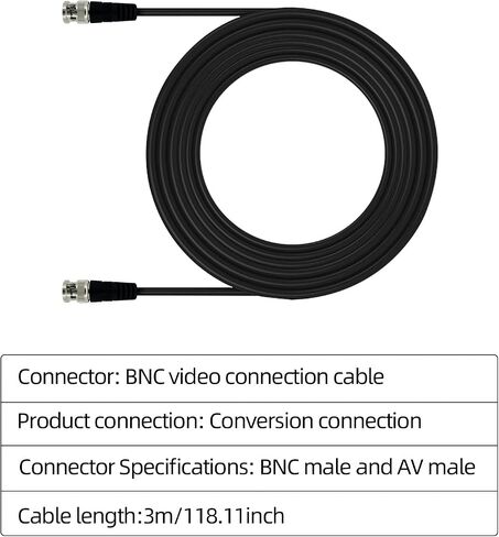 9.8ft/1 قطعة كابل bnc، bnc ذكر إلى ذكر cctv، نظام نقل الفيديو، فيديو محوري bnc تمديد كابل bnc موصل in Kuwait