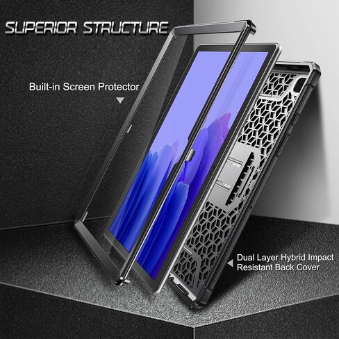 Fintie Shockproof Case for Samsung Galaxy Tab A7 10.4 Inch 2022/2020 Model (SM-T500/T503/T505/T507), Tuatara Rugged Unibody Hybrid Bumper Kickstand Cover with Built-in Screen Protector, Black in Saudi Arabia