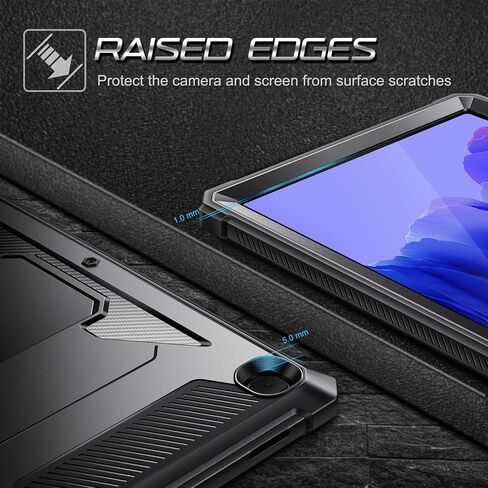 Fintie Shockproof Case for Samsung Galaxy Tab A7 10.4 Inch 2022/2020 Model (SM-T500/T503/T505/T507), Tuatara Rugged Unibody Hybrid Bumper Kickstand Cover with Built-in Screen Protector, Black in Saudi Arabia