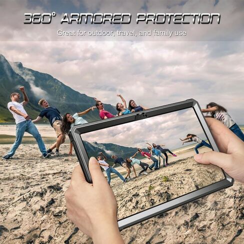 Fintie Shockproof Case for Samsung Galaxy Tab A7 10.4 Inch 2022/2020 Model (SM-T500/T503/T505/T507), Tuatara Rugged Unibody Hybrid Bumper Kickstand Cover with Built-in Screen Protector, Black in Saudi Arabia
