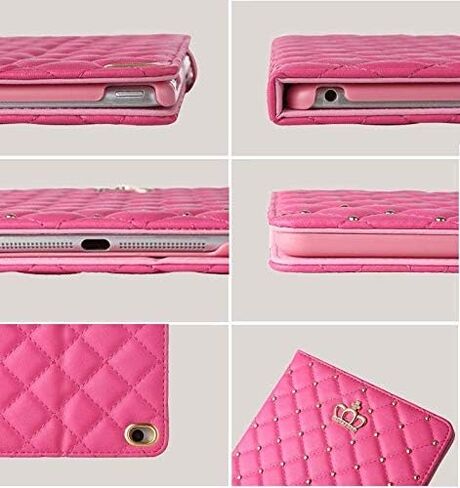 Topwin iPad Mini 6 Case (8.3-Inch,2021 Model), Crown Bling Diamond Cute PU Leather Smart Auto Sleep/Wake with Kickstand Shockproof for Apple iPad Mini 6th Gen 8.3 Inch (Pink) in Saudi Arabia