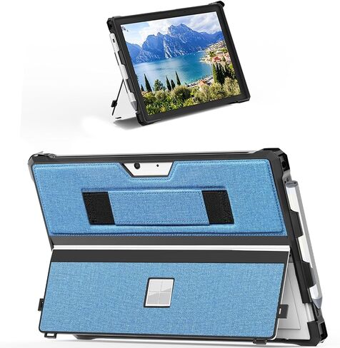 Case for 12.3" Microsoft Surface Pro 7+/Pro 7/Pro 6/Pro 5/Pro 4 Protective Rugged Cover Case, with Surface Pen Holder and Hand Strap, Compatible with Surface Pro Type Cover Keyboard (Black) in Saudi Arabia