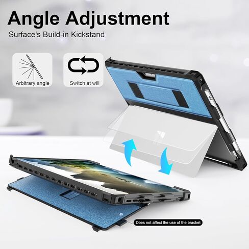 Case for 12.3" Microsoft Surface Pro 7+/Pro 7/Pro 6/Pro 5/Pro 4 Protective Rugged Cover Case, with Surface Pen Holder and Hand Strap, Compatible with Surface Pro Type Cover Keyboard (Black) in Saudi Arabia