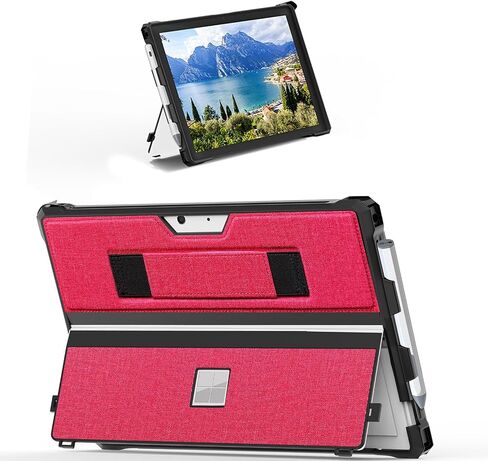 Case for 12.3" Microsoft Surface Pro 7+/Pro 7/Pro 6/Pro 5/Pro 4 Protective Rugged Cover Case, with Surface Pen Holder and Hand Strap, Compatible with Surface Pro Type Cover Keyboard (Black) in Saudi Arabia