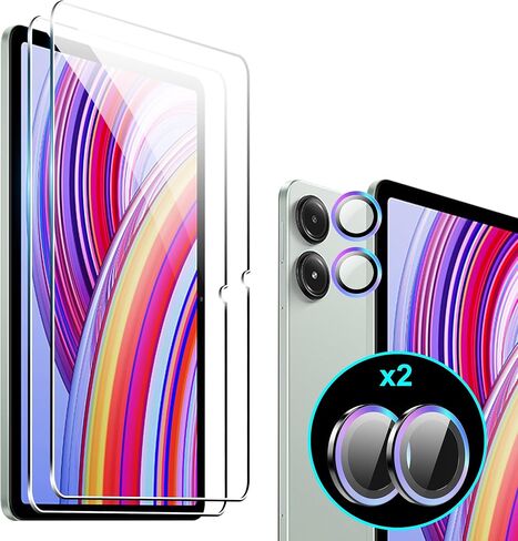 واقي شاشة Redmi Pad Pro/Xiaomi Poco Pad مقاس 12.1 بوصة مع واقي عدسة الكاميرا، صلابة 9H، مضاد للخدش، إطار زجاجي مقسى، صديق للحافظة، مضاد للخدش، (2 + 2 عبوة) in Saudi Arabia
