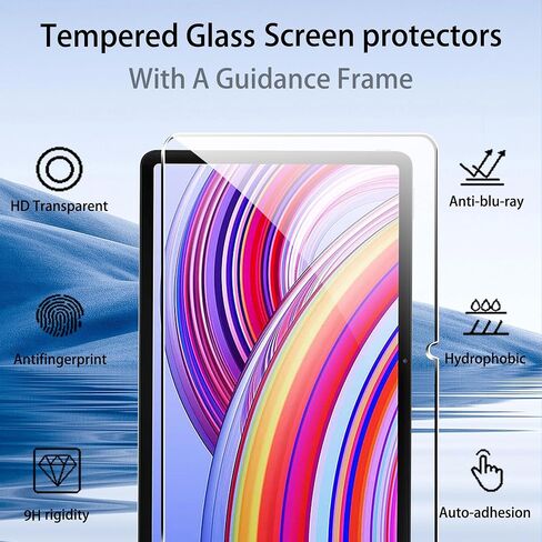 واقي شاشة Redmi Pad Pro/Xiaomi Poco Pad مقاس 12.1 بوصة مع واقي عدسة الكاميرا، صلابة 9H، مضاد للخدش، إطار زجاجي مقسى، صديق للحافظة، مضاد للخدش، (2 + 2 عبوة) in Saudi Arabia
