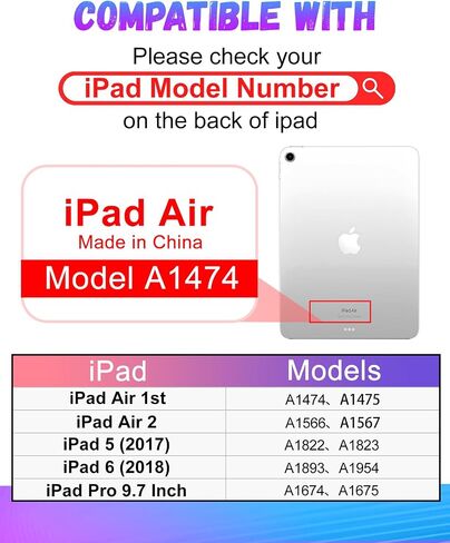 حافظة لجهاز iPad الجيل الخامس/السادس، لجهاز Apple iPad Air الجيل الأول/الثاني، لجهاز iPad Pro 9.7 بوصة حافظة لطيفة للأطفال والنساء والبنات Folio Sun Moon غطاء بتصميم جمالي رائع لجهاز iPad 5/6، Air 1/2، Pro 9.7 in Saudi Arabia