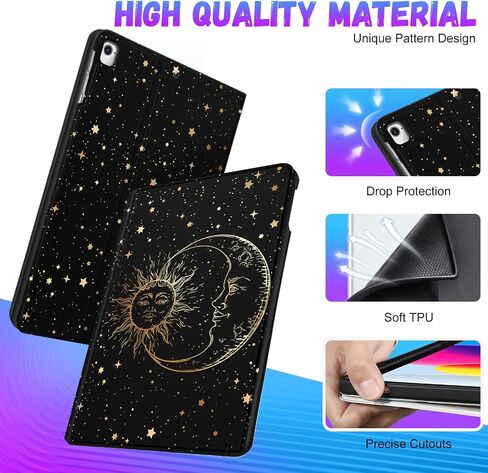 حافظة لجهاز iPad الجيل الخامس/السادس، لجهاز Apple iPad Air الجيل الأول/الثاني، لجهاز iPad Pro 9.7 بوصة حافظة لطيفة للأطفال والنساء والبنات Folio Sun Moon غطاء بتصميم جمالي رائع لجهاز iPad 5/6، Air 1/2، Pro 9.7 in Saudi Arabia