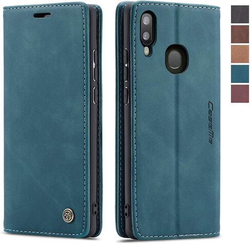 غطاء محفظة Samsung Galaxy A20/A30/M10S، غطاء واقٍ من الجلد بحامل مغناطيسي وغطاء حماية متين مقاوم للصدمات لهاتف Samsung Galaxy A20/A30/M10S (أزرق) in Saudi Arabia