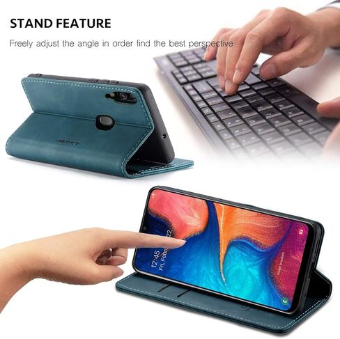 غطاء محفظة Samsung Galaxy A20/A30/M10S، غطاء واقٍ من الجلد بحامل مغناطيسي وغطاء حماية متين مقاوم للصدمات لهاتف Samsung Galaxy A20/A30/M10S (أزرق) in Saudi Arabia