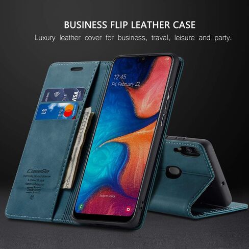 غطاء محفظة Samsung Galaxy A20/A30/M10S، غطاء واقٍ من الجلد بحامل مغناطيسي وغطاء حماية متين مقاوم للصدمات لهاتف Samsung Galaxy A20/A30/M10S (أزرق) in Saudi Arabia