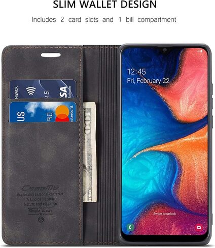 غطاء محفظة Samsung Galaxy A20/A30/M10S، غطاء واقٍ من الجلد بحامل مغناطيسي وغطاء حماية متين مقاوم للصدمات لهاتف Samsung Galaxy A20/A30/M10S (أزرق) in Kuwait
