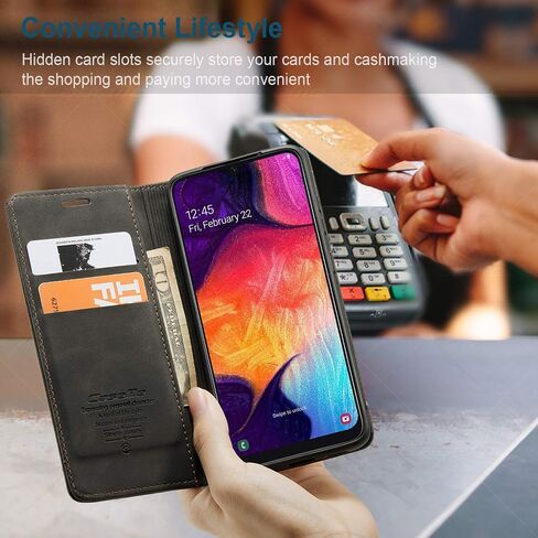 غطاء محفظة Samsung Galaxy A20/A30/M10S، غطاء واقٍ من الجلد بحامل مغناطيسي وغطاء حماية متين مقاوم للصدمات لهاتف Samsung Galaxy A20/A30/M10S (أزرق) in Kuwait