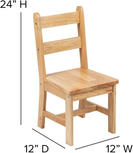 مجموعة طاولة وكرسي من الخشب الصلب للأطفال من Flash Furniture Kyndl لغرفة اللعب وغرفة النوم والمطبخ - مجموعة من 3 قطع - طبيعية in Kuwait