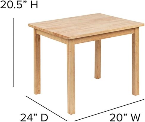 مجموعة طاولة وكرسي من الخشب الصلب للأطفال من Flash Furniture Kyndl لغرفة اللعب وغرفة النوم والمطبخ - مجموعة من 3 قطع - طبيعية in Kuwait
