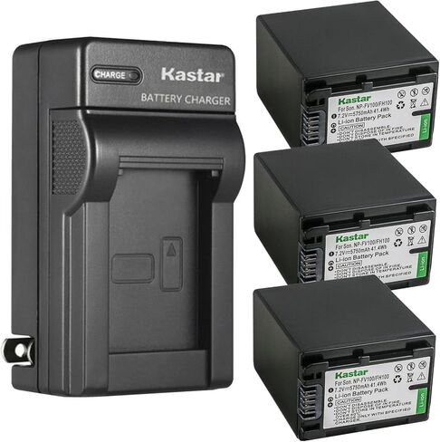 بطارية Kastar NP-FV100 واستبدال شاحن حائط تيار متردد لسوني DEV-50V، FDR-AX100، FDR-AX100E، FDR-AX700، FDR-AX33، FDR-AX43، FDR-AX53، FDR-AXP55، HDR-CX110 ، HDR-CX115، كاميرا فيديو HDR-CX116 in Saudi Arabia