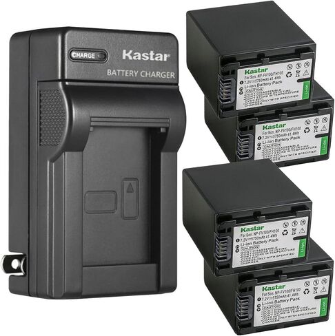 Kastar 3-Pack NP-FH100 بطارية وشاحن حائط AC بديل لسوني DCR-DVD308، DCR-DVD310، DCR-DVD403، DCR-DVD404، DCR-DVD405، DCR-DVD406، DCR-DVD407، DCR-DVD408، DCR-DVD410 ، كاميرا فيديو DCR-DVD450 in Saudi Arabia