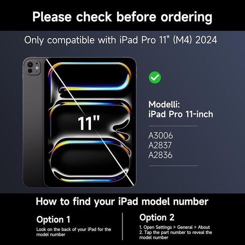 حافظة HOU iPad Pro 11 بوصة مع لوحة مفاتيح (M4,2024، فقط)، لوحة مفاتيح سحرية iPad Pro 11 بوصة (الجيل الخامس) حافظة لوحة مفاتيح لجهاز iPad Pro 11 بوصة (M4)، لوحة تتبع متعددة اللمس، 7 ألوان خلفية، مجموعة سهلة ،أسود in Saudi Arabia