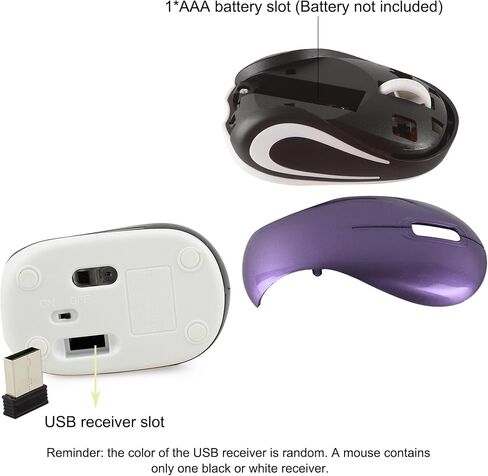 ماوس لاسلكي لطيف ماوس كمبيوتر صغير الحجم جيب صغير الحجم محمول للسفر USB الفئران الضوئية 3 أزرار 1000 نقطة في البوصة ماوس لاسلكي للكمبيوتر المحمول والكمبيوتر المحمول ماك بوك هدية فتاة للأطفال (أرجواني) in Kuwait