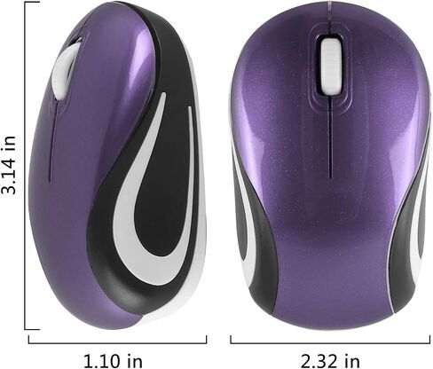ماوس لاسلكي لطيف ماوس كمبيوتر صغير الحجم جيب صغير الحجم محمول للسفر USB الفئران الضوئية 3 أزرار 1000 نقطة في البوصة ماوس لاسلكي للكمبيوتر المحمول والكمبيوتر المحمول ماك بوك هدية فتاة للأطفال (أرجواني) in Kuwait