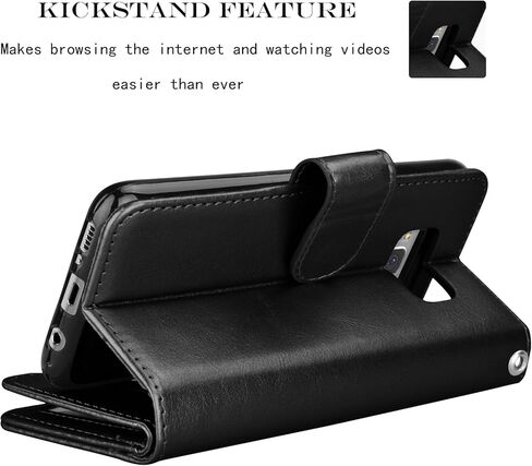 NJJEX for Galaxy S8 Wallet Case, for Samsung Galaxy S8 Case, PU Leather [9 Card Slots] ID Credit Card Holder Folio Flip Cover [Detachable] [Kickstand] Magnetic Phone Case & Wrist Lanyard - Black in Saudi Arabia