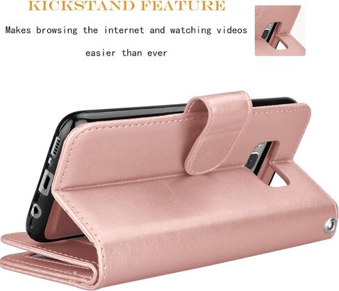 NJJEX for Galaxy S8 Wallet Case, for Samsung Galaxy S8 Case, PU Leather [9 Card Slots] ID Credit Card Holder Folio Flip Cover [Detachable] [Kickstand] Magnetic Phone Case & Wrist Lanyard - Black in Saudi Arabia
