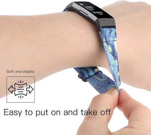 حزام ساعة من النايلون المرن قابل للتعديل متوافق مع أحزمة Fitbit Charge 4/Charge 3/SE، حزام معصم رياضي من النايلون قابل للتمدد وقابل للتنفس، سوار معصم بديل ناعم للنساء والرجال in Kuwait