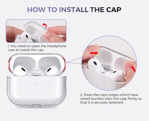 حافظة شفافة لجهاز AirPods Pro الجيل الثاني، حافظة AirPods Pro 2 مع حزام مغناطيسي مضاد للفقد ومجموعة منظف (جليتر شفاف) in Kuwait