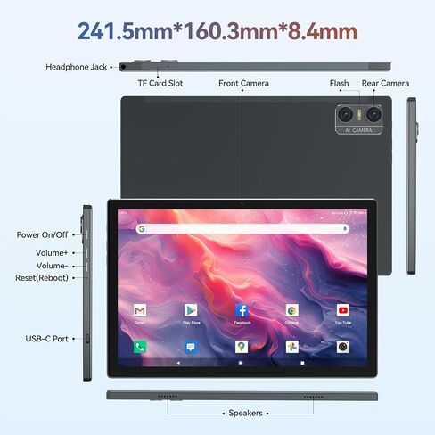 Tablet 2024 Newest Android 14 Tablets, 10 inch Tablet (4+4)GB RAM 64GB ROM 1TB Expand, 2 in 1 Tablet with Case, Keyboard,Stylus, Octa-Core Tablet PC, WiFi 6, Bluetooth, Dual Camera,6000mAh Battery in Saudi Arabia
