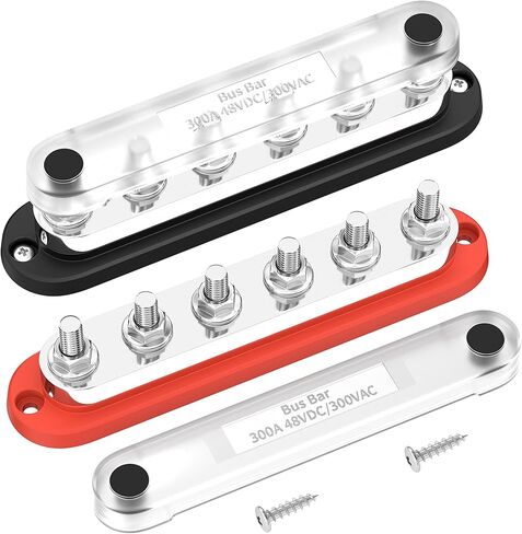 DaierTek Power Distribution Block 300A 12V Bus Bar 5/16" 6 Post Terminal Block with Cover Max 48V DC/300V AC for Marine Automotive Car Truck Solar Systems (positive and ground) in Saudi Arabia