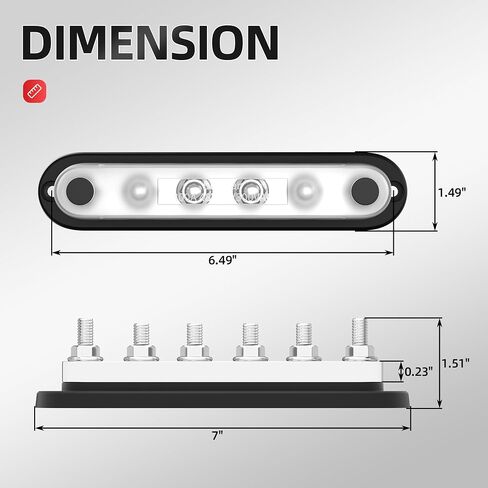 DaierTek Power Distribution Block 300A 12V Bus Bar 5/16" 6 Post Terminal Block with Cover Max 48V DC/300V AC for Marine Automotive Car Truck Solar Systems (positive and ground) in Saudi Arabia