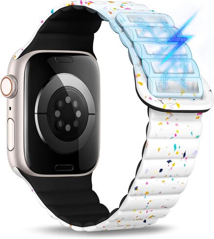 سوار رياضي مغناطيسي متوافق مع أساور ساعة Apple للنساء والرجال 44 مم 40 مم 45 مم 41 مم 38 مم 49 مم 42 مم، سوار معصم من السيليكون الناعم المسامي لساعة Apple Ultra 2 1 Series 9 8 7 6 5 4 SE-Blue in Kuwait