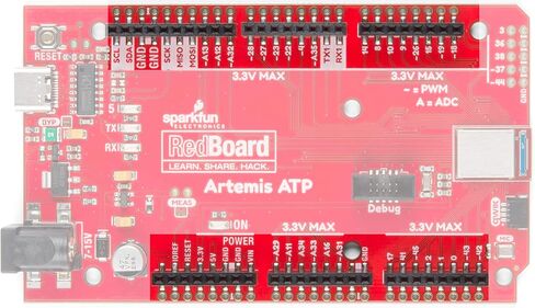 SparkFun RedBoard Artemis ATP لوحة تطوير التعلم الآلي تتضمن BLE 1 ميجابايت فلاش USB-C Qwiic I2C MEMS ميكروفون متوافق مع منصة Arduino IDE، تشغيل نماذج TenserFlow Mega Footprint in Saudi Arabia
