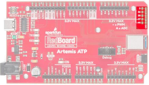 SparkFun RedBoard Artemis ATP لوحة تطوير التعلم الآلي تتضمن BLE 1 ميجابايت فلاش USB-C Qwiic I2C MEMS ميكروفون متوافق مع منصة Arduino IDE، تشغيل نماذج TenserFlow Mega Footprint in Saudi Arabia