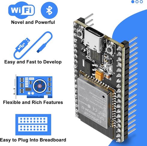 4 Pack ESP32 Board ESP32-32D WROOM Module CP2012 USB C 38 Pin WiFi+Blue tooth Type-C Interface ESP32-DevKitC-32 Development Board STA/AP/STA+AP in Saudi Arabia