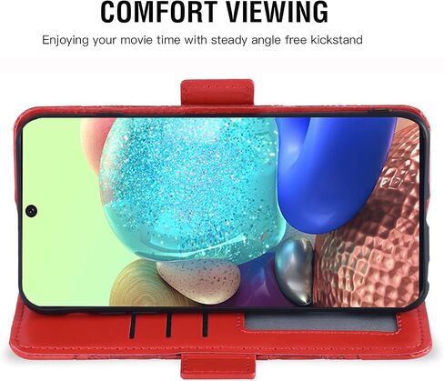 Asuwish Compatible with Samsung Galaxy A71 5G Wallet Case and Tempered Glass Screen Protector Leather Flip Credit Card Holder Stand Cell Phone Cover for Glaxay A 71 G5 Gaxaly 71A S71 Women Men Red in Saudi Arabia