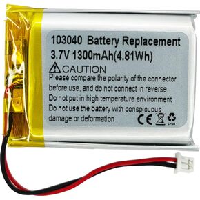 DC 3.7V 1300mAh 103040 Rechargeable Lithium Polymer Replacement Battery for DIY 3.7-5V Electronic Product, Mobile Energy Storage Power Supply