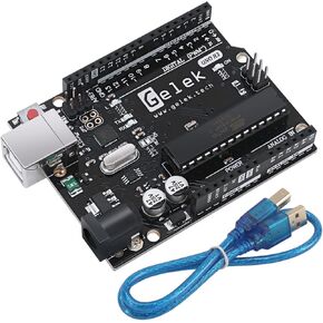 Gelek UNO R3 Microcontroller Board Compatible with Arduino Uno R3, ATmega328P and ATmega16U2 with USB Cable, Prototyping Board
