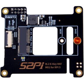 GeeekPi M01 PCIe M.2 E-key NVMe SSD PCIe Peripheral Board for Raspberry Pi 5, Support M.2 E-key NVMe SSD 2230/2242