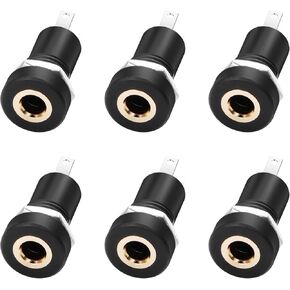 PNGKNYOCN 6Pcs 3.5MM Solder Panel Mount Jack Connector，3.5mm 3 Pole Stereo Audio Video Panel Mount Jack Solder Connector with Nuts