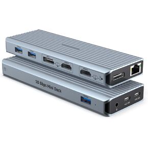 محطة إرساء محور USB C 11 في 1 مع شاشة عرض متعددة لـ D-ell وHua-wei وLe-novo - تتضمن كابلات 2 C إلى C وC إلى A، و2 * 4K HDMI، و2 * 4K DP، و3 * 10 جيجابت في الثانية USB- أ، إيثرنت، بي دي، مقبس 3.5 ملم in Kuwait