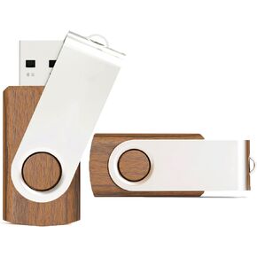 32GB USB Flash Drive 2 Pack Memory Stick TATMOHIK Wood USB FLash drive High Speed USB 2.0 Swivel Thumb Drive 2 Pack USB Drive Bulk Jump Drives for Digital Date Storage，Zip Drive，USB stick