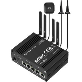 RUTM50000000 Model RUTM50 Cellular 5G Router; Speeds of up to 3.4 Gbps; Dual SIM with Auto-failover; Backward Compatible with 4G (LTE Cat 19); for USA and Canada Carriers; Auto APN
