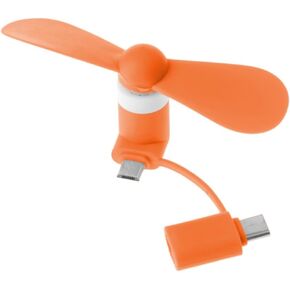 Orange Travel Portable Cell Phone Fan Type-C Micro USB C Cooling For Androids Phones Fans Cute USB Fan Type C Removable Gadgets Low Power For Mobile Power Phone PC Laptop USB Gadgets